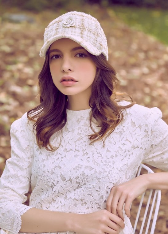 VARZAR(バザール) Camellia tweed ballcap beige