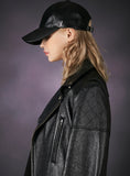 VARZAR(バザール) Stud logo leather overfit ball cap black