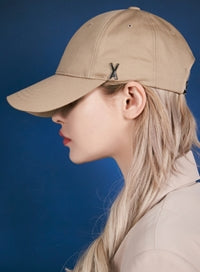 VARZAR(バザール) Stud logo overfit ball cap beige