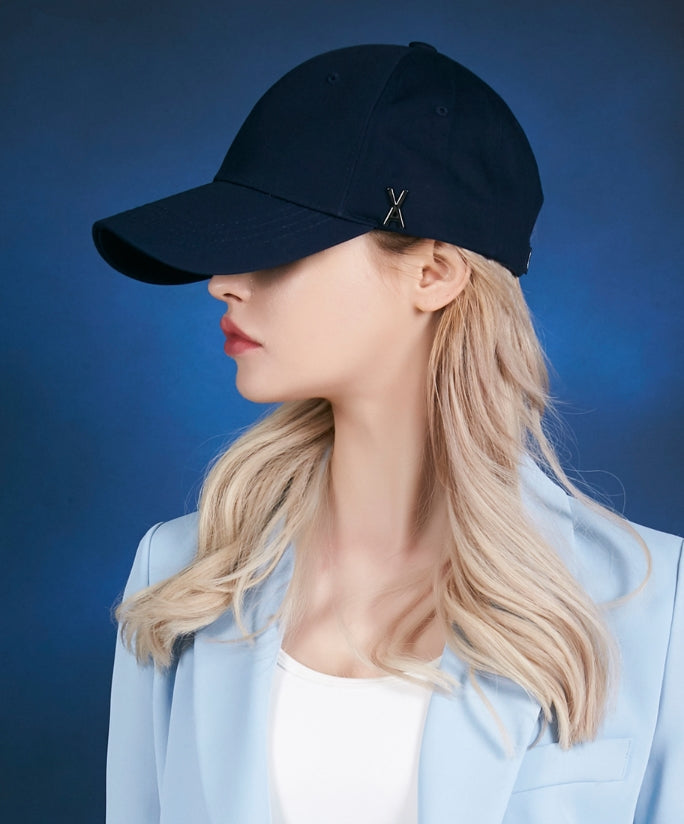 VARZAR(バザール) Stud logo overfit ball cap navy