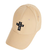 VARZAR(バザール) Black Cross Logo Overfit Buckle Cap beige