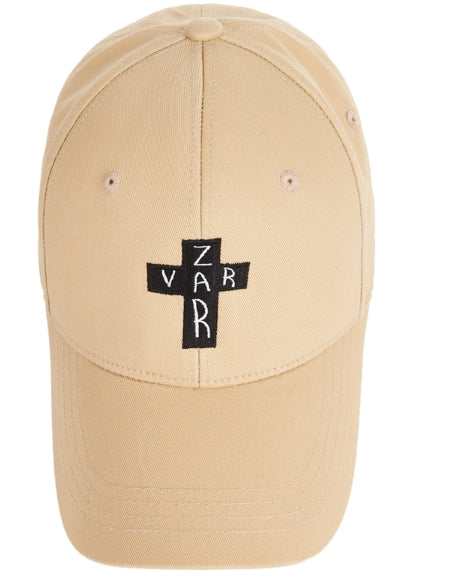 VARZAR(バザール) Black Cross Logo Overfit Buckle Cap beige