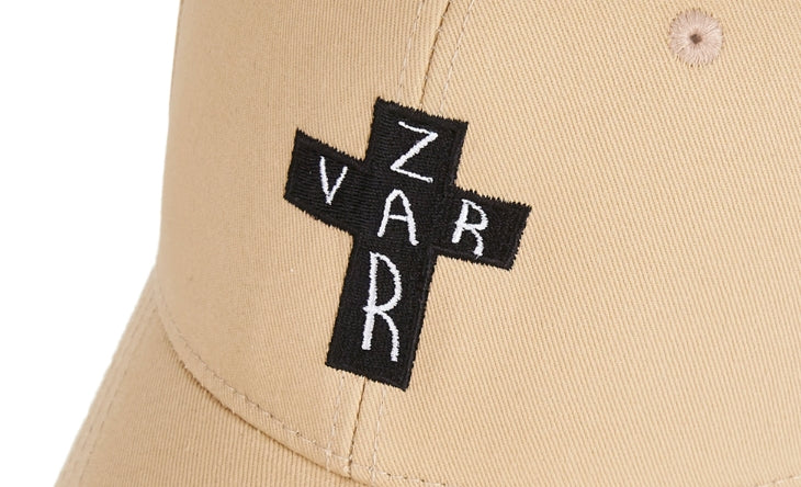 VARZAR(バザール) Black Cross Logo Overfit Buckle Cap beige