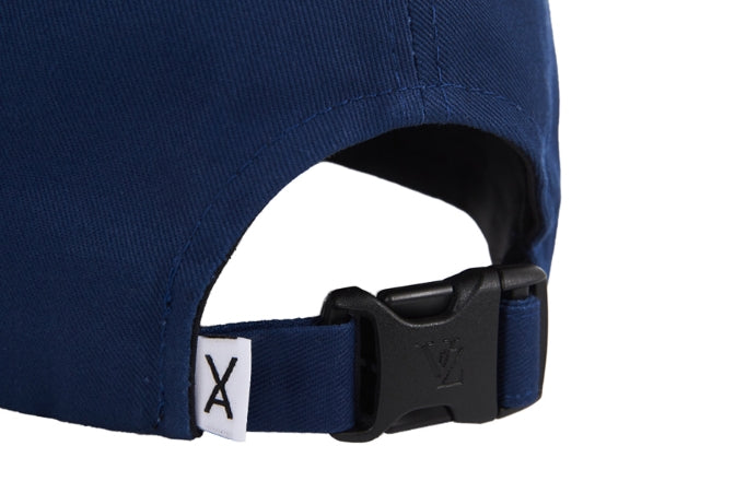 VARZAR(バザール) Black Cross Logo Overfit Buckle Cap navy