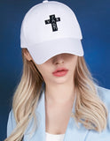 VARZAR(バザール) Black Cross Logo Overfit Buckle Cap white
