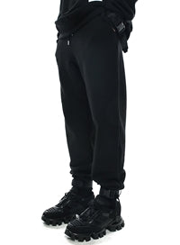 SSY(エスエスワイ)  webbing belt heavy cotton jogger pants black