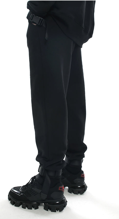 SSY(エスエスワイ)  webbing belt heavy cotton jogger pants black