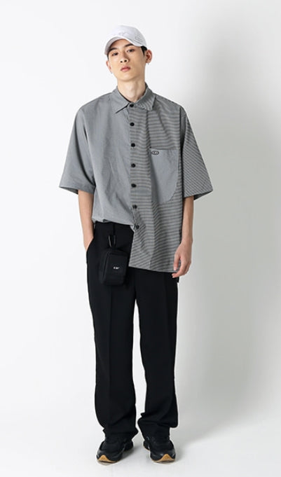 SSY(エスエスワイ)  hound and gingham half shirt