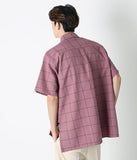 SSY(エスエスワイ)  square check over fit half shirt pink