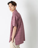 SSY(エスエスワイ)  square check over fit half shirt pink