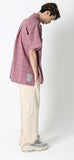 SSY(エスエスワイ)  square check over fit half shirt pink