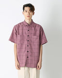 SSY(エスエスワイ)  square check over fit half shirt pink