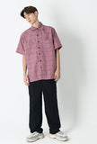 SSY(エスエスワイ)  square check over fit half shirt pink