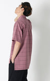 SSY(エスエスワイ)  square check over fit half shirt pink