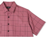 SSY(エスエスワイ)  square check over fit half shirt pink