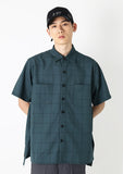 SSY(エスエスワイ)  square check over fit half shirt forest