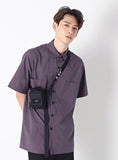 SSY(エスエスワイ)  purple gingham over fit half shirt
