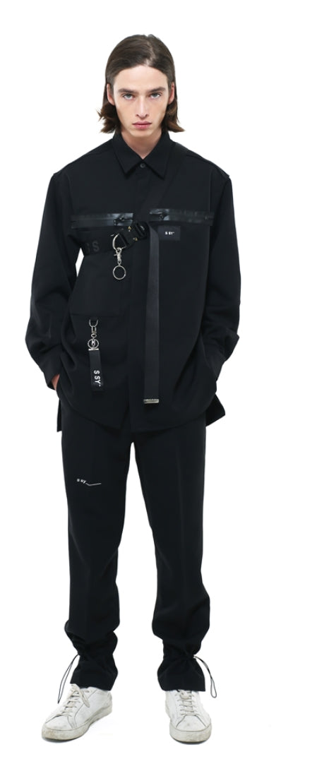 SSY(エスエスワイ)  heavy oversize zippered shirt jacket black