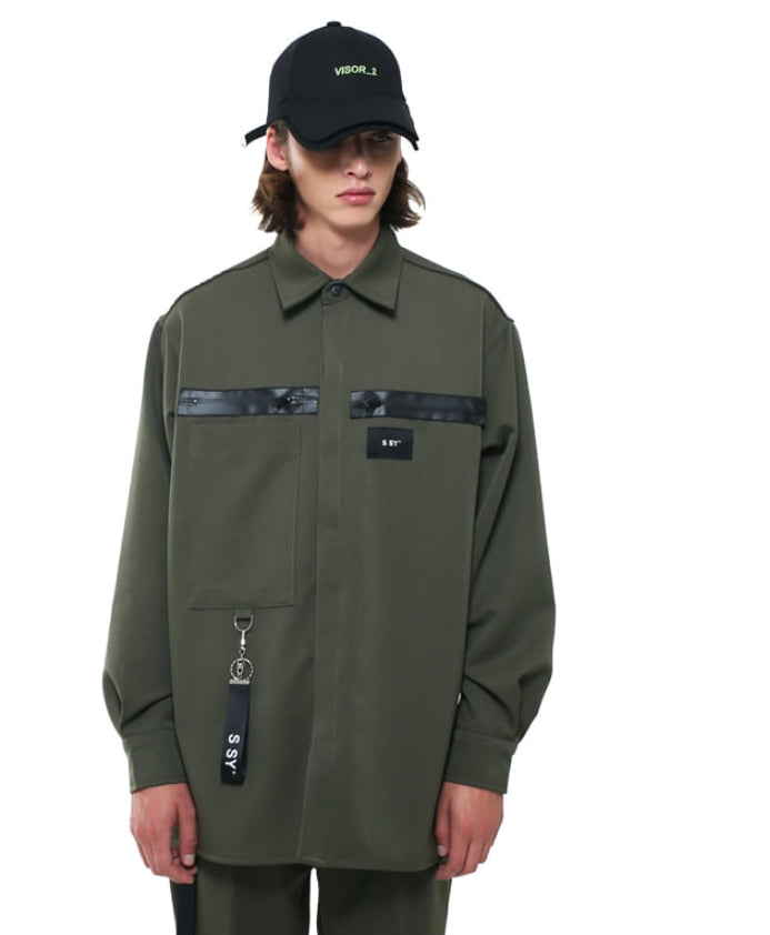 SSY(エスエスワイ)  heavy oversize zippered shirt jacket khaki