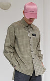 SSY(エスエスワイ)  HALF & HALF CHECK SHIRT FOREST WAFFLE