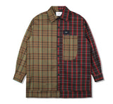 SSY(エスエスワイ)  HALF & HALF CHECK SHIRT KHAKI LAZER