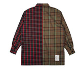 SSY(エスエスワイ)  HALF & HALF CHECK SHIRT KHAKI LAZER