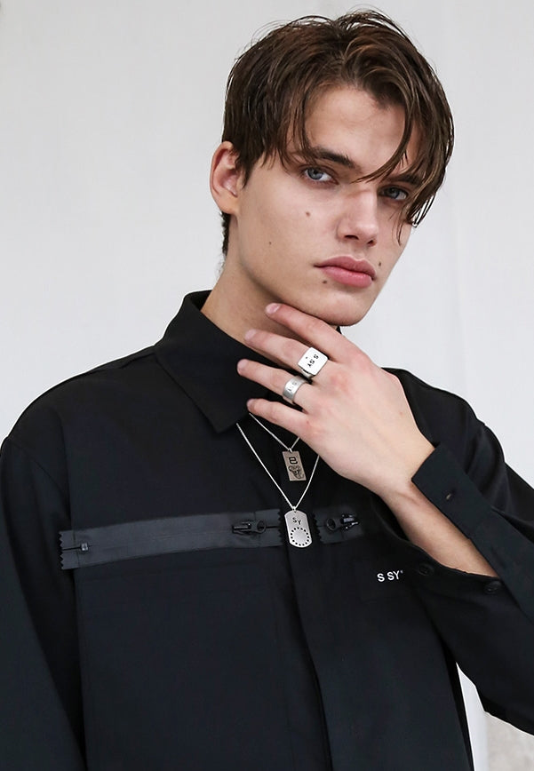SSY(エスエスワイ)  19 ZIPPERED SHIRT BLACK