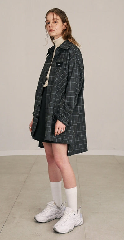 SSY(エスエスワイ)  SQUARE CHECK SHIRT GREY