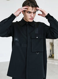 SSY(エスエスワイ)  WEBBING 3D POCKET SHIRT BLACK