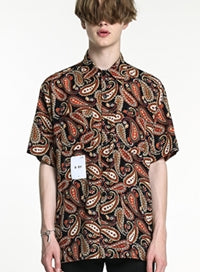SSY(エスエスワイ)  HAWAIIAN PAISLEY HALF SHIRT BLACK