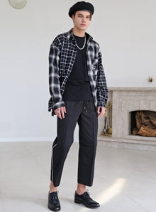 KND(ケイエンド) REFLECTION LINE WIDE PANTS BLACK 3M scotchlite