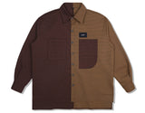 SSY(エスエスワイ)  premium check half & half shirt camel