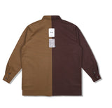 SSY(エスエスワイ)  premium check half & half shirt camel