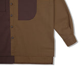 SSY(エスエスワイ)  premium check half & half shirt camel