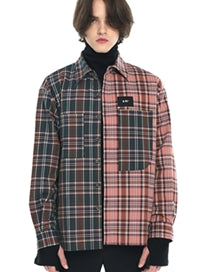 SSY(エスエスワイ)  premium check half & half shirt purple