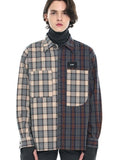 SSY(エスエスワイ)  premium check half & half shirt light grey