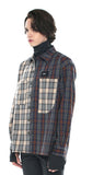 SSY(エスエスワイ)  premium check half & half shirt light grey