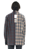 SSY(エスエスワイ)  premium check half & half shirt light grey