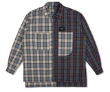 SSY(エスエスワイ)  premium check half & half shirt light grey