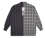 SSY(エスエスワイ)  premium check half & half shirt light grey