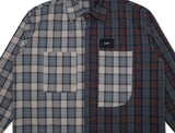 SSY(エスエスワイ)  premium check half & half shirt light grey