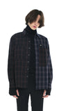 SSY(エスエスワイ)  premium check half & half shirt dark navy