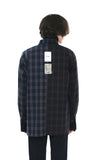 SSY(エスエスワイ)  premium check half & half shirt dark navy