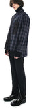 SSY(エスエスワイ)  premium check half & half shirt dark navy