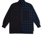 SSY(エスエスワイ)  premium check half & half shirt dark navy