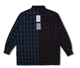 SSY(エスエスワイ)  premium check half & half shirt dark navy