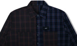 SSY(エスエスワイ)  premium check half & half shirt dark navy