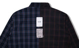 SSY(エスエスワイ)  premium check half & half shirt dark navy