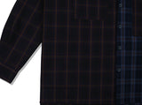 SSY(エスエスワイ)  premium check half & half shirt dark navy