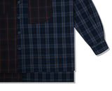 SSY(エスエスワイ)  premium check half & half shirt dark navy